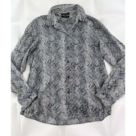 Foxcroft Sz 10 Wrinkle Free Fitted Fit Snakeskin Print m Button Up Shirt Womens - Picture 3 of 12